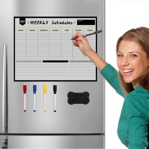 Fridge Magnets Magnetic Whiteboard Sticking Week Plan Set Kitchen Refrigerator Planning Table Simple Black and White Message Board 231010