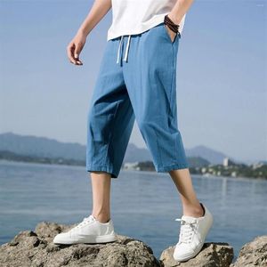 Men's Pants 2022 Fashion Men Casual Harem Summer Trousers Mens Cotton Linen Male Chinese Style Solid Calf-length267N