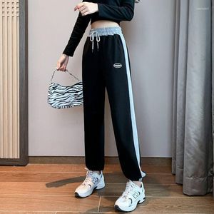 Women's Pants Autumn Winter Casaul Korean Style High Waist Harem Black Letter Print Trousers Workwear Pantalones De Mujer