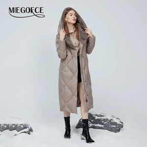 Women's Down Parkas Miegofce Winter Parka Women's Cotton Clothing Stand Collar Päls Huven Mjuka tygjackor och rockar för kvinnor D22625 231010