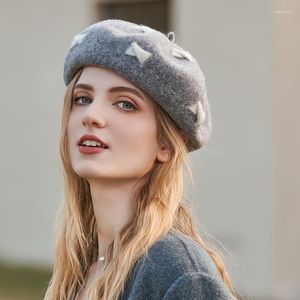 Berets moda wełna beret dla kobiet jesień ciepły malarz hat damskie na zewnątrz swobodny zimowy upływ czapki zimowej kropla