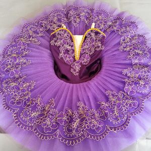 Stage Wear Girls Ballet Professional Tutu Dress Purple Adult Swan Lake Pancake Ballerina Costumes Dance Leotard