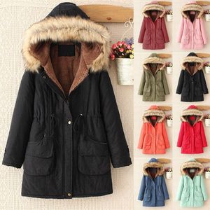 Women's Jackets Winter Coat With Hood Jacket Warm Thicken Long Outwear Slim Fit Sleeve Hooded Western Leather