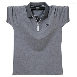 Herrpolos 2023 Summer Short Sleeve T-shirt Loose Polo European och American Casual Large Zipper M-6XL