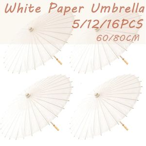 Umbrellas 5 12 16PCS Paper Parasol Wedding Paper Umbrella Party Favor 60 80cm Bamboo Umbrellas for Bridal Shower Centerpieces Po Props 231010