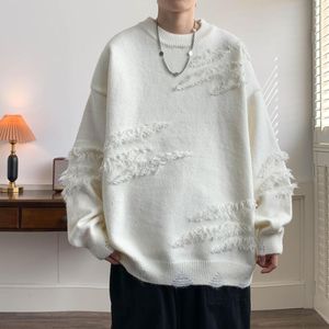 Männer Pullover Herbst Winter Personalisierte Oansatz Pullover Retro Hübsche Lose Kausalen Gestrickte Jacke Männer Pullover Männliche Kleidung