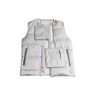 Gilet in piumino ispessito in autunno e inverno Cappotto termico stretto di marca di moda Bianco Multi Pocket2570