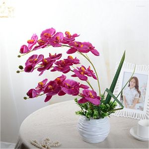 Flores decorativas 1 peça flor artificial decoração de casa artesanato casamento interior deco 8 pequeno phalaenopsis plástico