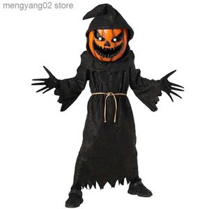 Tema Traje Halloween Terror Espantalho Cosplay Venha para Crianças Fantasma Abóbora Bobble Cabeça Venha Meninos Menina Abóbora Grim Reaper Venha T231011