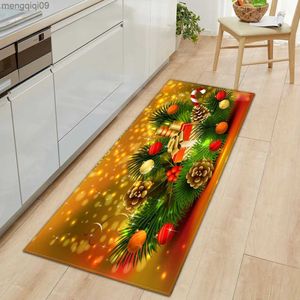 Decorações de natal personalizáveis tapete de cozinha de natal tapetes de entrada sala de estar quarto longo tapete banheiro corredor tapetes antiderrapantes