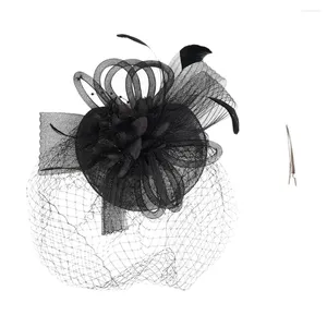 Bandanas nakrycie głowy Barrette Hat Women's Bride Veils Wedding Fascynator Hair Clip Artificial Feathers Cocktail