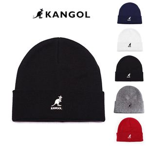 Kangol Kangaroo wełniany kapelusz czarno -biały ciepły elastyczny zimny kapelusz koreańska wersja haftowa męska i zimowa wszechstronna dzianinowa kapelusz