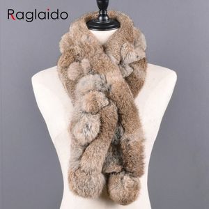 Shawl Winter Rabbit Fur Scarf 100 Natural Fashion warm And Soft Neckerchief Wholesale Pompoml Scarves Headbands 231011