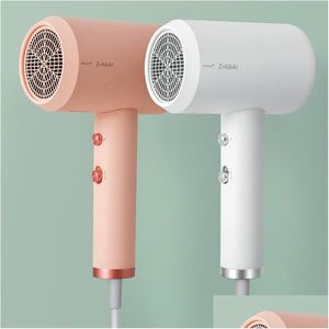 Secadores de cabelo Youpin Zhibai Anion Secador de cabelo Mini portátil 1800W Luz de secagem rápida Mi Ferramentas de sopro para viagens para casa El 3026391 Cabelo Produc Dhy1F