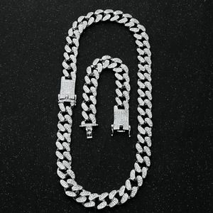 Mens 20mm tung isad Miami Cuban Link Chain CZ Rapper Crystal Necklace Choker Bling Hip Hop Jewelry Gold Silver Color Chains30p