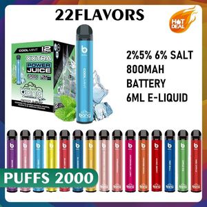 Bang XXL 2000 BUFS E Cigarette Kit Starter Vape Peni usa e getta 800MAH 6 ml PACCHE PREFEULED Cartucce Vaporizzatori portatili Bang Vape Puff 2000