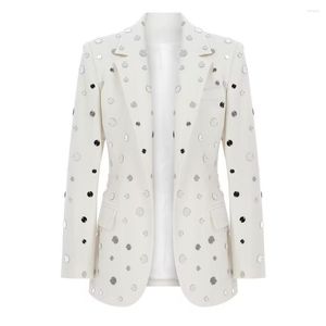 Kvinnors kostymer toppkvalitet EST 2023 Designer Jacket Slim Fiting Single Button Mirror Pärlad blazer