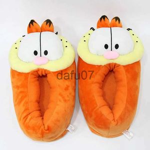 Chinelos inverno quente laranja gato cabelo curto chinelos laranja bonito dos desenhos animados chinelos de pelúcia slides unisex casais casa quarto chinelos sapatos x1011