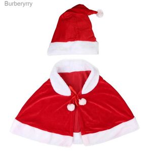 Theme Costume 2023 Winter Red Velvet Cape Cloak Christmas Women Girl Shl Party Comes Dress Decoration Santa Claus Come FashionL231010