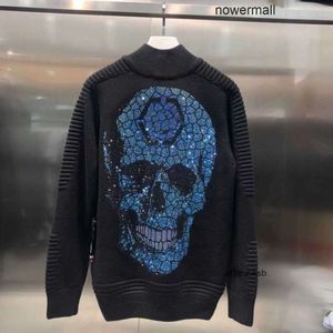 moda pp metallo Piano lettere tonde pelle ricamata europea tendenza Plein maglione collo pullover pp5 uomo a maniche lunghe Philipps ZNL2