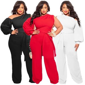 Mulheres plus size macacões sweatpants pernas largas calças moda cor sólida tamanhos grandes sexy macacão casual l xl xxl xx265o