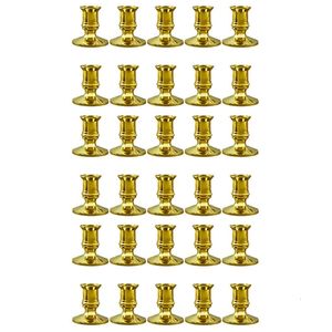 Dekorativa föremål Figurer 30x Gold Pillar Candle Base Taper Holder Candlestick Christmas Party Decor 231010