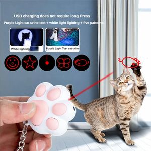 Cat Toys 6 w 1 USB PET LED 1 MW Laser Cat Transformacja laserowa Wzór ładowania TOBS Interactive Bright Animation Pointer Pen Toys 231011