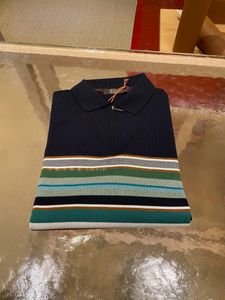 Polos masculinos Loro Piano inverno azul marinho cor combinando camisa polo de malha de manga curta