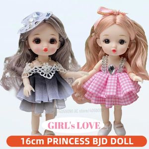 Dolls 16cm Cute Face Big Eyes Princess BJD Doll with Clothes and Shoes 112 Scale Figure DIY Movable 13 Joints Sweet Gift Girl Toy 231011