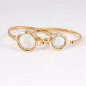 Bangle 30mm 25mm Gold Color 316L Stainless Steel Screw Floating Locket Bangle7 8 Inches Charms Bracelet FemaleBangle323q