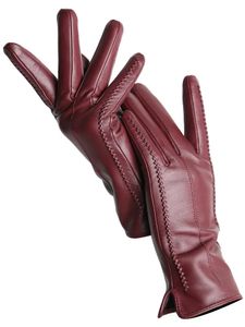 Five Fingers Gloves Women's sheepskin gloves winter warm plus velvet short thin touch screen driving color women's leather gloves good quality 2226 231010