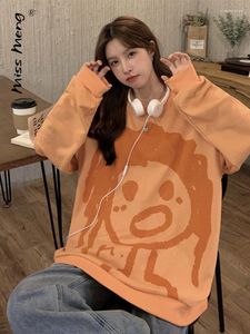 Women's Hoodies American Pullover Woman Print Solid Color Top Long-Sleeved Loose Autumn Fashion Female Sweatshirt Hippie Clothes
