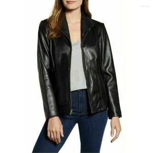 Women's Jackets Black Stylish Real Leather Jacket Genuine Lambskin Women Clothing