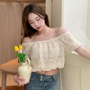 Women's T Shirts NiceMix Women T-Shirt French Elegant Sexy Hollow Pullover Simple Spice Girl Casual High Street Top Trend Versatile Female