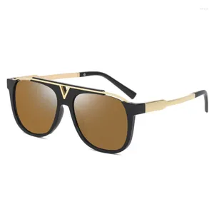 Solglasögon 2023 Men Fashion Square Women Driving Retro Outdoor Flat Top Sun Glasses Brand Design Steampunk Style UV400