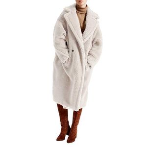 Elegante cappotto lungo di lana piumini all'ingrosso donna Cappotto invernale in lana di cashmere Teddy Cappotto da donna plus size parka Collo in pelliccia 8ZCL5