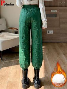 Pantaloni da donna in piumino di cotone caldo addensato alla caviglia Harem Casual spesso inverno neve usura antivento Jogger soffice vita alta Spodnie