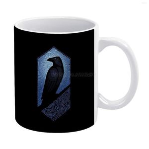 Mugs GUARDIAN White Mug To Friends And Family Creative Gift 11 Oz Coffee Ceramic Raidho Crow Blue Shadow Silhouette Scandin