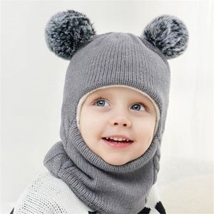 Children's hats, scarves, earmuffs, and winter baby warm knitted hats are integrated, suitable for both men and women df290