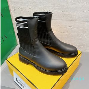 rs Boots Leder Martin Ankle Chaelsea Boot Fashion Wave Farbige Gummiaußensohle Elastisches Gurtband Luxus