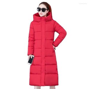 Trench da donna Moda Lunghezza al ginocchio Giacca imbottita in cotone Spessore Caldo Giacche invernali Donne larghe Parka Solido con cappuccio Colletto alla coreana Casual