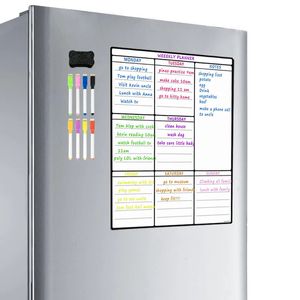 Whiteboards magnetiska whiteboardark för kök kylskåp mångsidigt kylskåp varje vecka vit brädkalender för menyplanering med 8 penna 231007