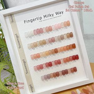 Nagellack Glenys Fashion Ice Gel Nagellack 24 Farben Set 15 ml Große Kapazität Translucent Nude Lack Gel UV LED Nail Art Salon Großhandel 231011