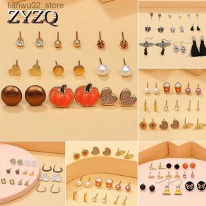 Other Fashion Accessories ZYZQ Halloween Creative Stud Earrings Set ins Cartoon Skull Pumpkin Spider Simple Personality Jewelry For Women Q231011