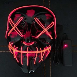 Akcesoria kostiumowe maska ​​Halloweenowa maska ​​imprezowa maska ​​w kształcie litery V Blood Funny Full Face Glow Mask 120PCSL231011