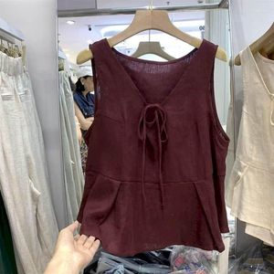 Kamizelki damskie dla kobiet solidna koreańska moda duża rozmiar vintage casualne koszule bez rękawów