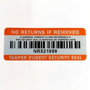 1000pcs NO RETURNS IF REMOVED Security Seal Non-returnable Label Barcode Serial Numbers Sticker VOID Left If Tampered With