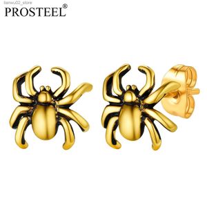 Inne modne akcesoria Prosteel Halloween Rock Studer Kolczyki stadiarne ze stali nierdzewnej Biżuteria zwierząt dla mężczyzn Czarne/18K Gold Splated PSE4958 Q231011