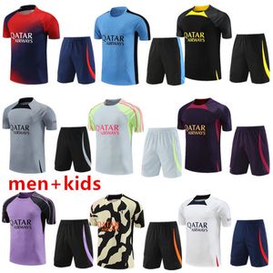 23/24 PSGES Futebol Jerseys Tracksuit 2023 2024 Paris Sportswear Homens Crianças Treinamento Terno de Manga Curta Terno Kit de Futebol Uniforme Chandal Suéter Conjunto