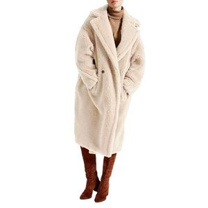 エレガントな長いウールコートダウンコート卸売女性冬のカシミアウールテディコート女性Sプラスサイズパーカージャケットファーファーカラー14w3ji